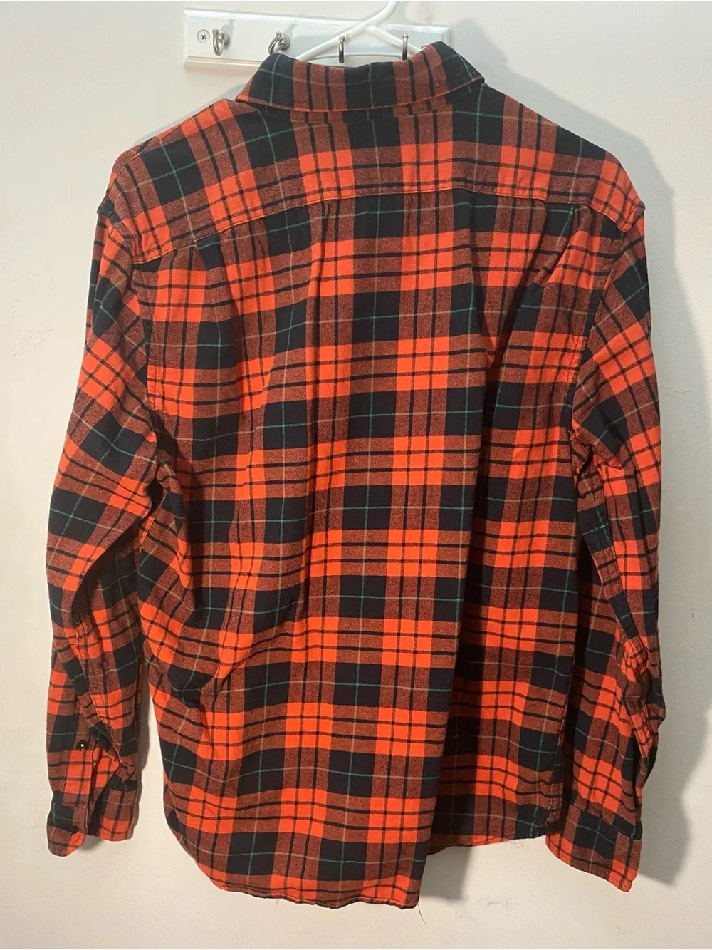Banana Republic Men's Orange and Black Plaid Button-Down Shirt